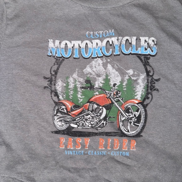 "Vintage Vibes Custom Motorcycles Cropped Graphic Tee - grey Large - Picture 7 of 8